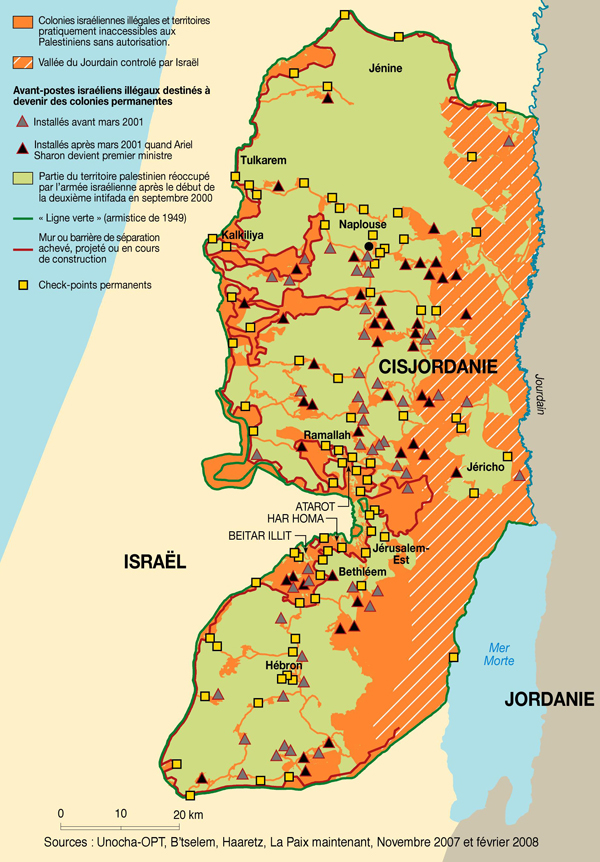 carte occupation Palestine